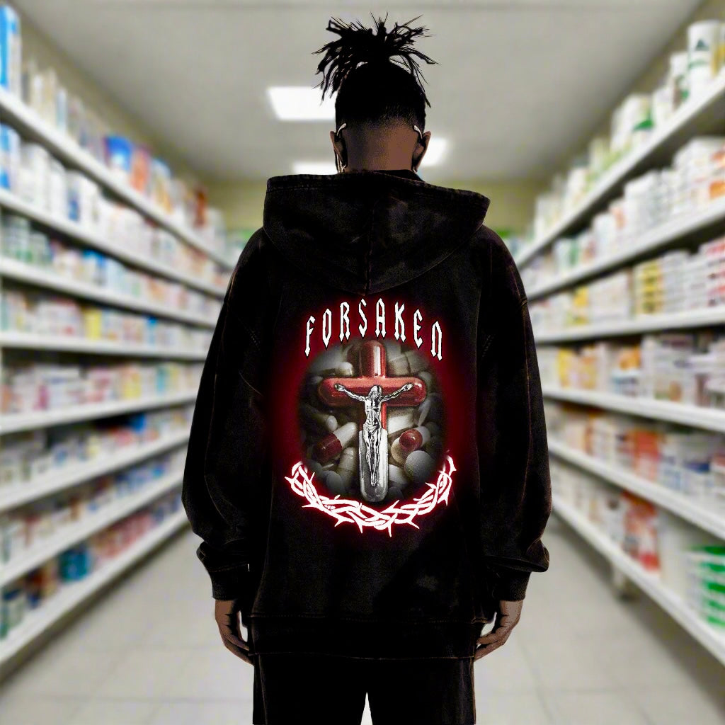 ‘Pain Killer’ Unisex Super Heavyweight Oversized Retro Hoodie