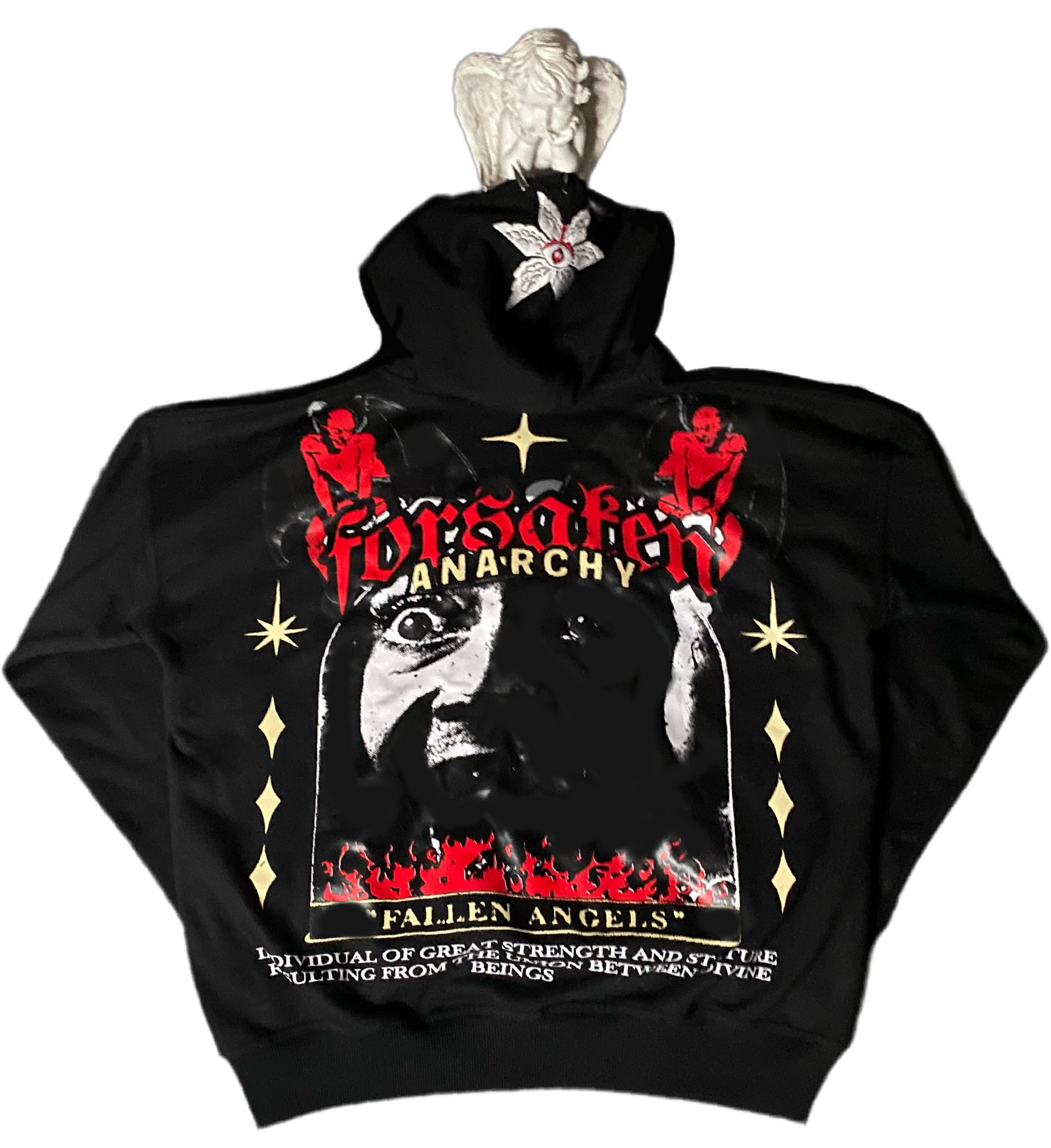 ‘Fallen Angels’ Oversized Cropped Zipper Hoodie