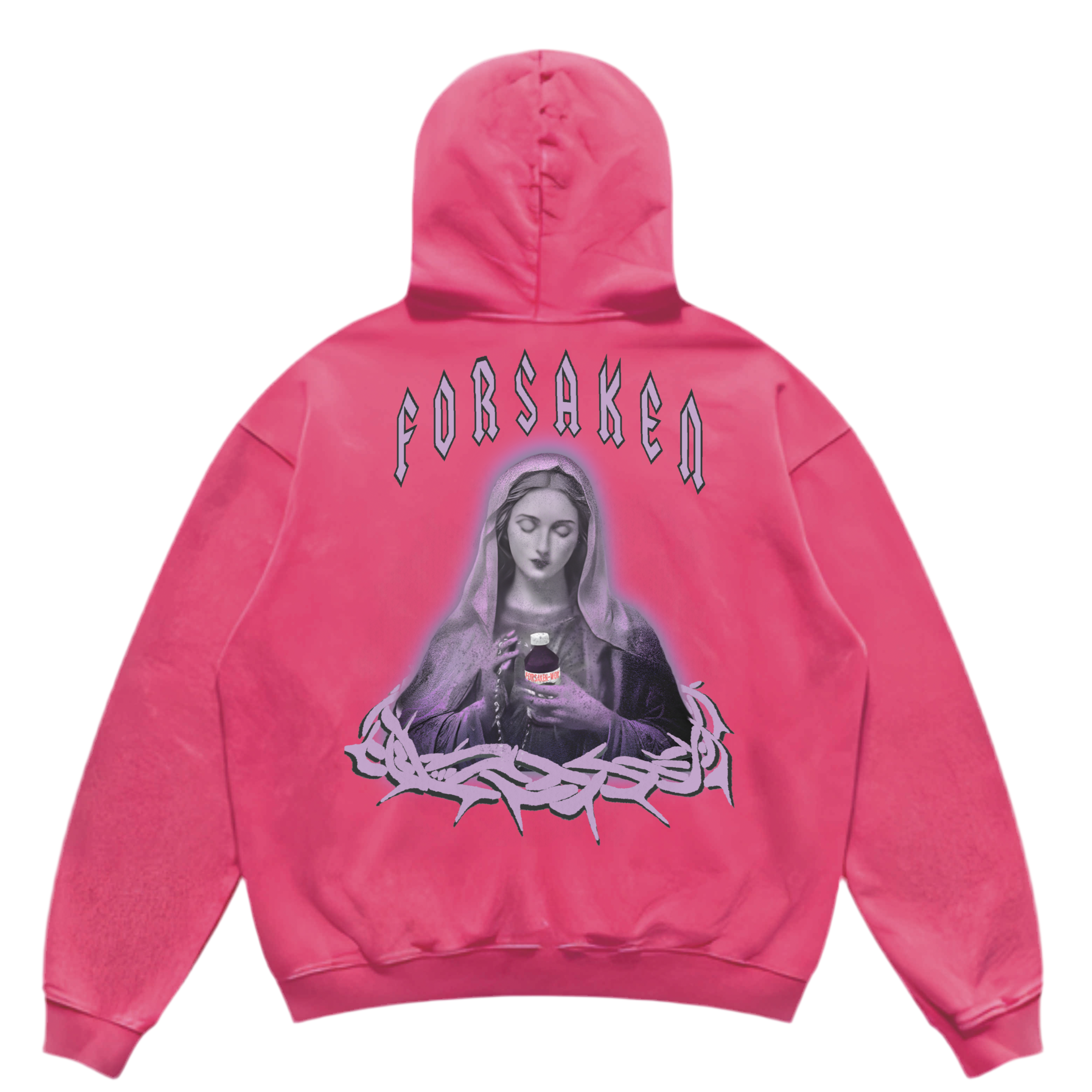 ‘FORSAKEN-WOK’ Unisex Super Heavyweight Oversized Faded Hoodie