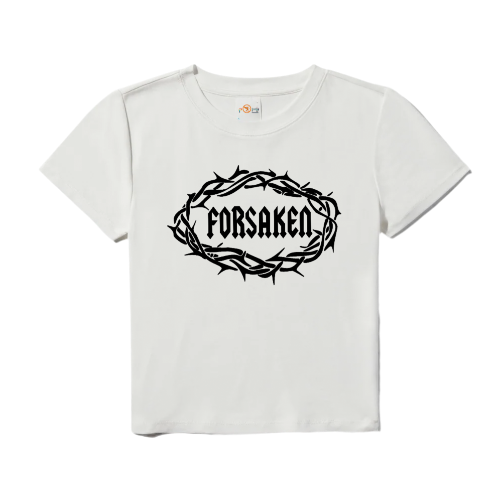 ‘Forsaken Thorn Logo’ Women’s White Core Baby Tee