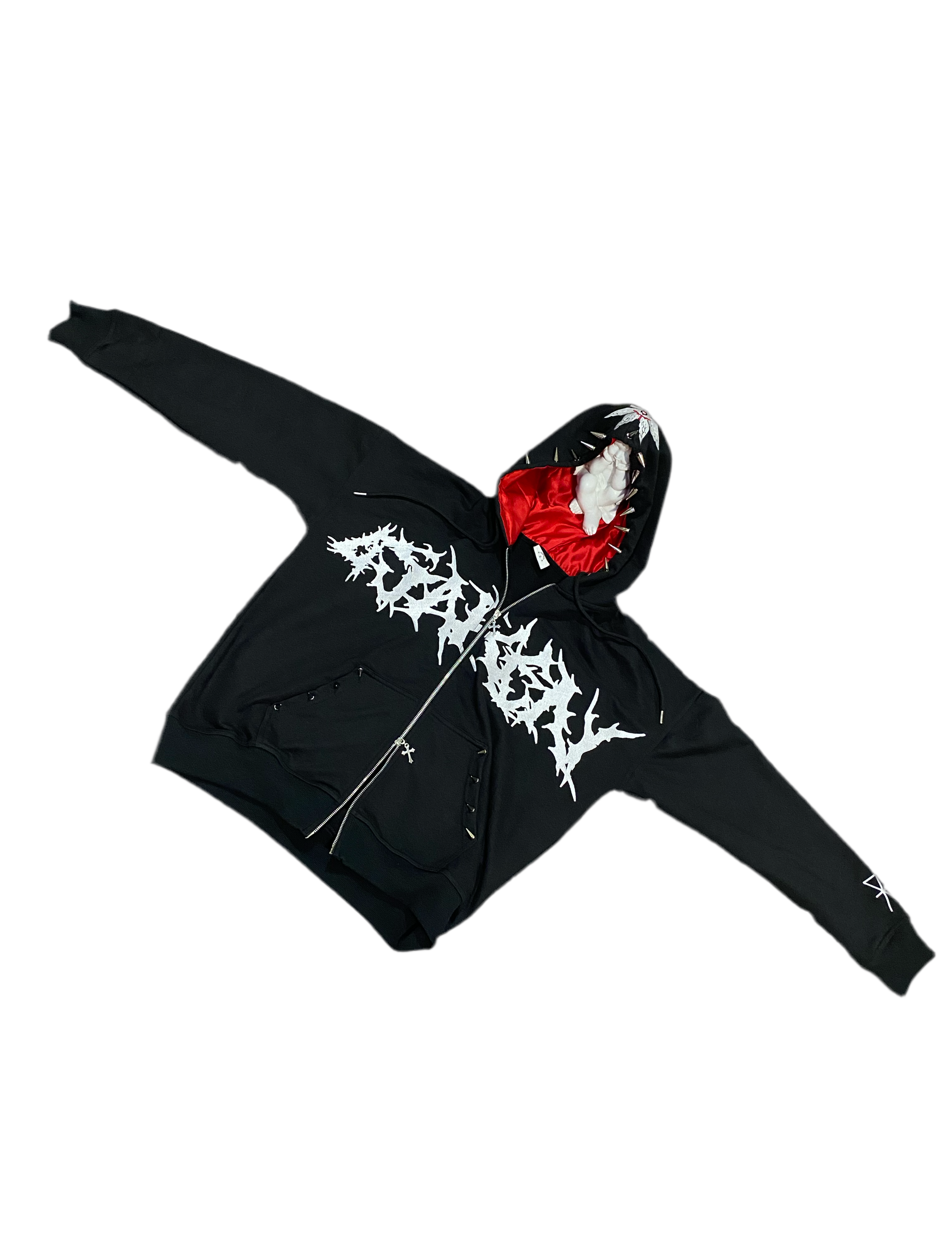 ‘Fallen Angels’ Oversized Cropped Zipper Hoodie