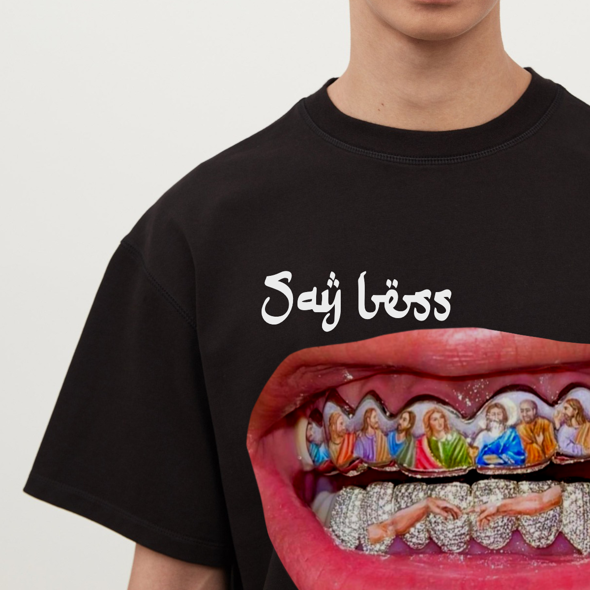 ‘Last Supper Grillz’ Oversized Cropped T-Shirt